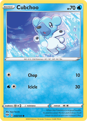 SWSH Darkness Ablaze 048/189 Cubchoo Reverse Holo