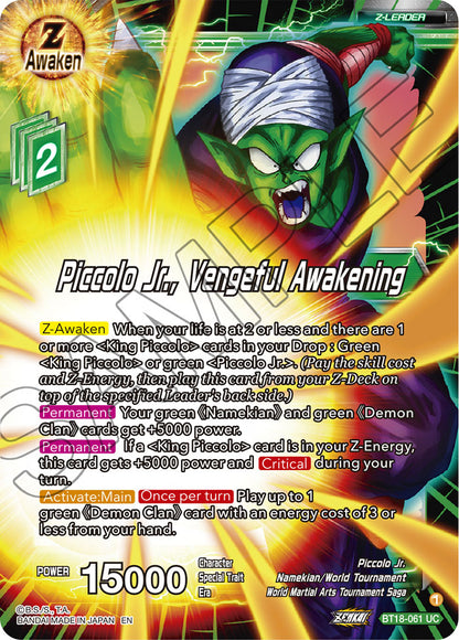 DBS Dawn of the Z-Legends BT18-061 Piccolo Jr., Vengeful Awakening (Z-Leader)