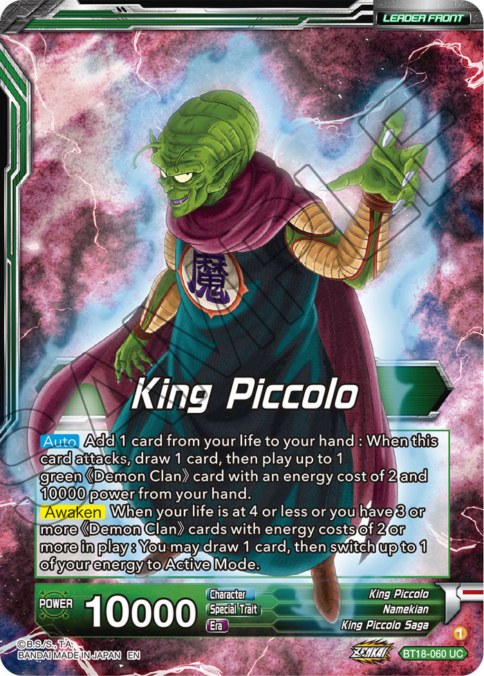 DBS Dawn of the Z-Legends BT18-060 King Piccolo / King Piccolo, World Conquest Awaits (Leader) Foil