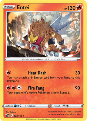SWSH Battle Styles 020/163 Entei Reverse Holo