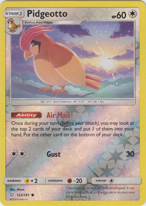 SM Team Up 123/181 Pidgeotto Reverse Holo