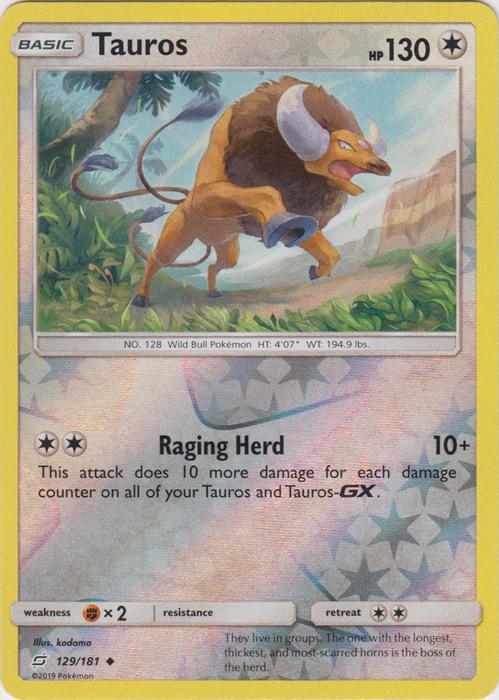 SM Team Up 129/181 Tauros Reverse Holo